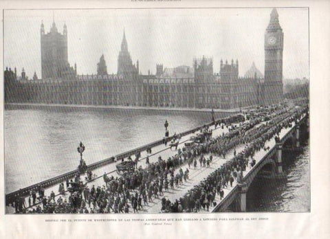 LAMINA V20598: Desfile tropas americanas en el puente de Westminster