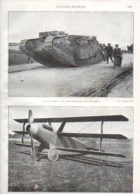 LAMINA V20618: Tank ingles y aeroplano sistema Curtiss