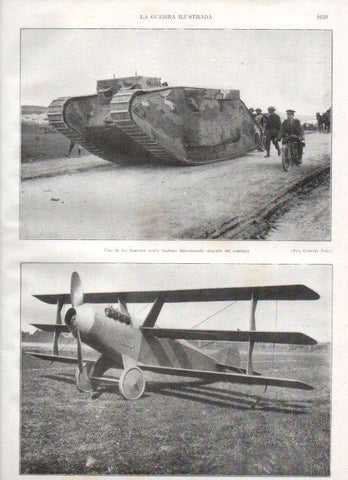 LAMINA V20618: Tank ingles y aeroplano sistema Curtiss