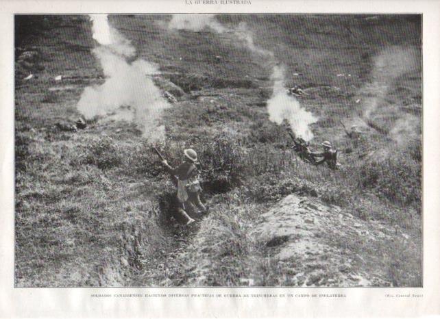 LAMINA V20626: Practicas de guerra de trinchera en campo de Inglaterra