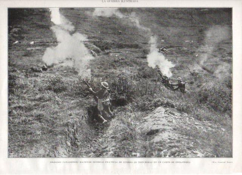 LAMINA V20626: Practicas de guerra de trinchera en campo de Inglaterra