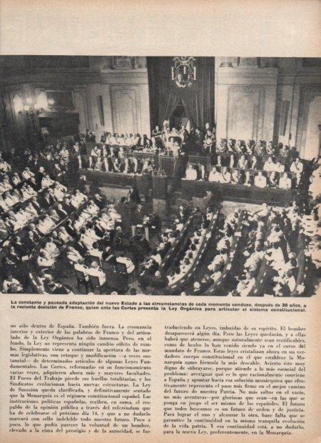 LAMINA V21486: Franco en las Cortes presentando la Ley Organica del Estado