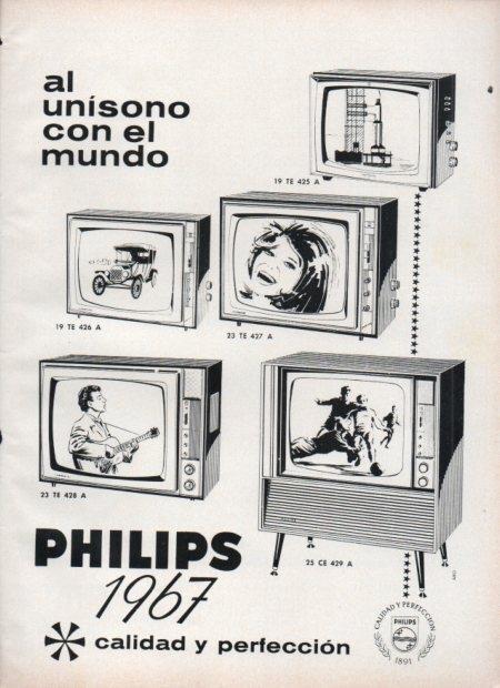 LAMINA V21469: Publicidad Philips 1967 televisor