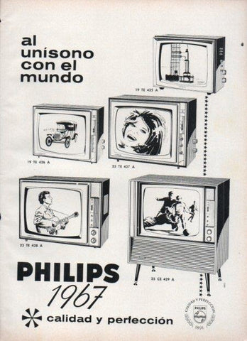 LAMINA V21469: Publicidad Philips 1967 televisor