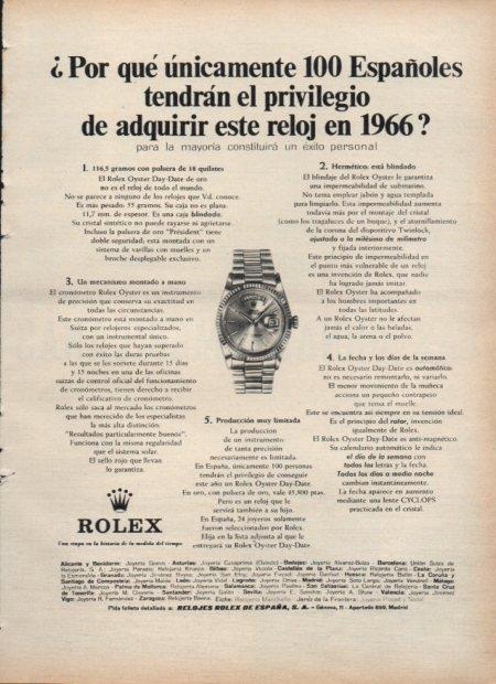 LAMINA V21399: Publicidad Rolex en 1966
