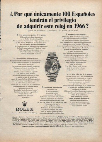 LAMINA V21399: Publicidad Rolex en 1966