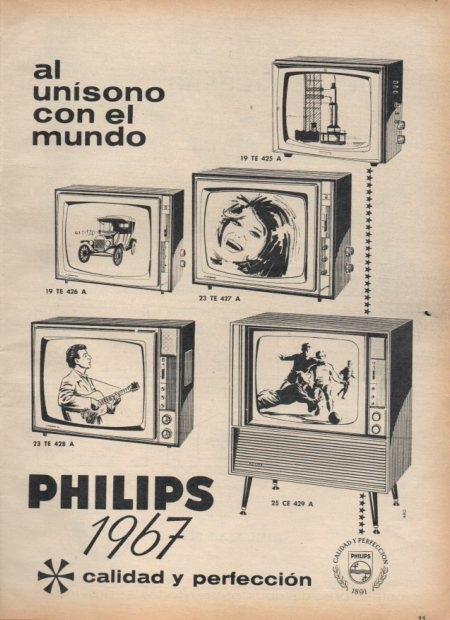 LAMINA V21382: Publicidad Philips 1967 televisor 