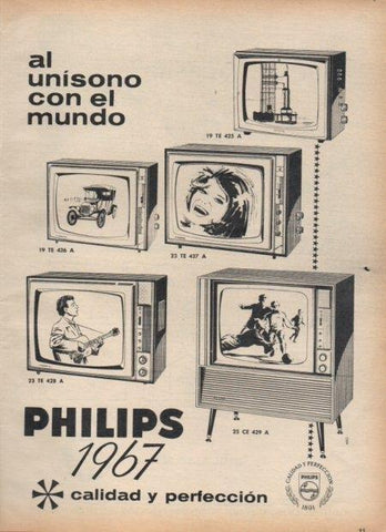 LAMINA V21382: Publicidad Philips 1967 televisor 