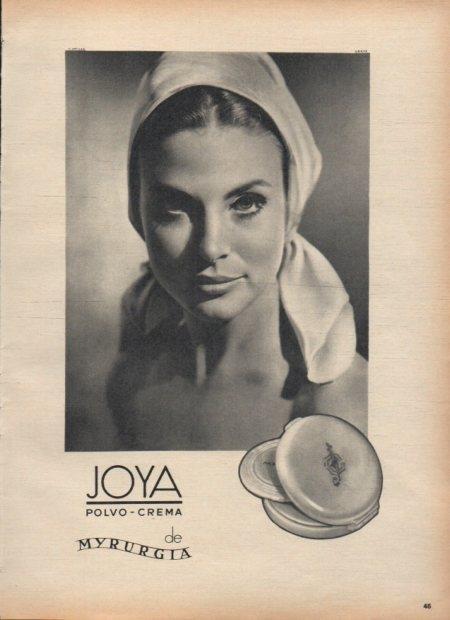 LAMINA V21396: Publicidad Joya polvo crema de Myrurgia