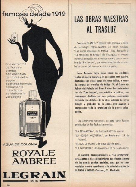 LAMINA V21441: Publicidad Royale Ambree de Legrain agua de colonia