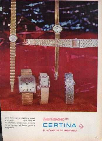 LAMINA V21431: Publicidad Certina relojes joya