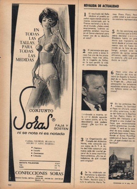 LAMINA V21623: Publicidad Confecciones Soras faja y sosten