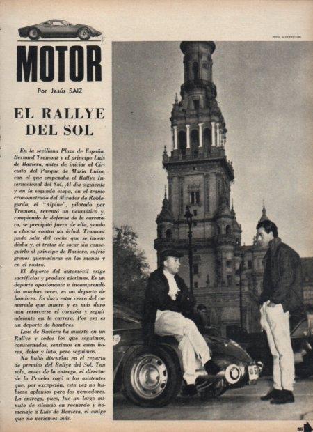 LAMINA V21568: Rallye del Sol B.Tramont y principe L.de Baviera en Plaza España de Sevilla