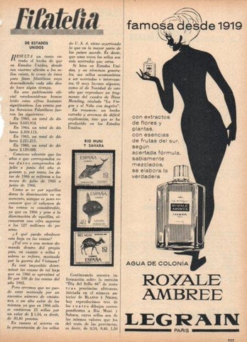 LAMINA V21579: Publicidad agua de colonia Royale Ambree