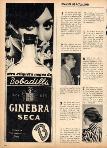 LAMINA V21218: Publicidad ginebra seca de Bobadilla