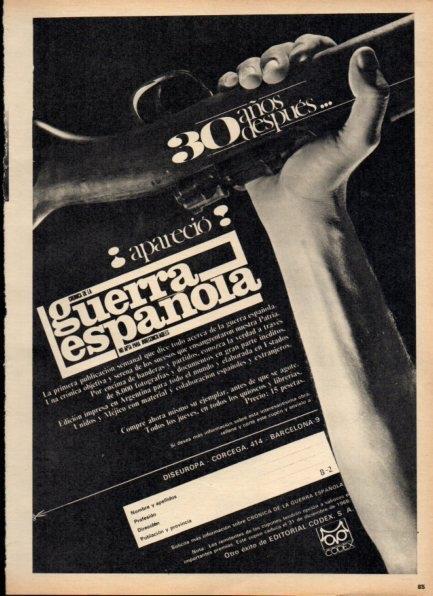 LAMINA V21159: Publicidad La guerra española Editorial Codex