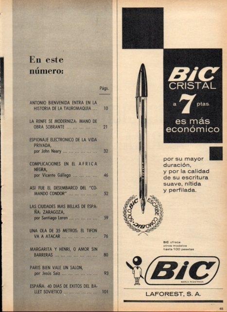LAMINA V21105: Publicidad Bic Cristal