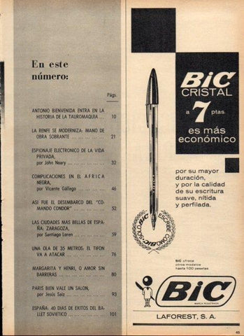 LAMINA V21105: Publicidad Bic Cristal
