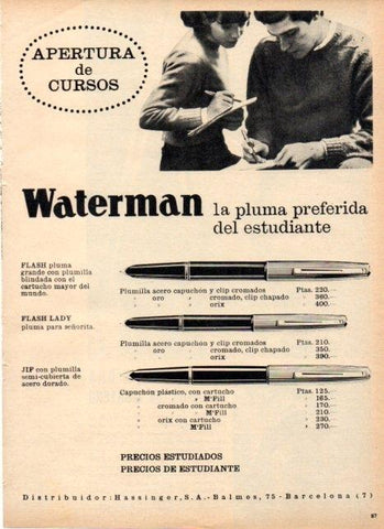 LAMINA V21115: Publicidad pluma Waterman