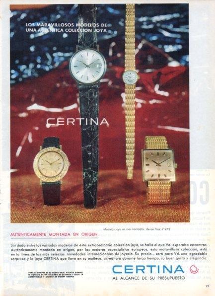 LAMINA V21231: Publicidad Certina relojes joya 