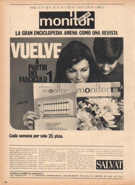 LAMINA V21339: Publicidad enciclopedia Monitor de Salvat