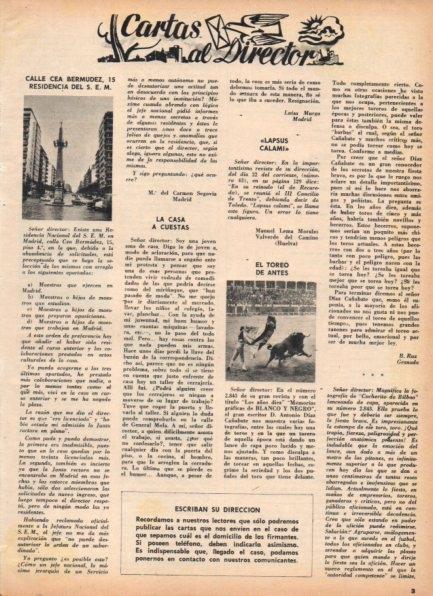 LAMINA V21317: Cartas al director revista Blanco y Negro numero 2846
