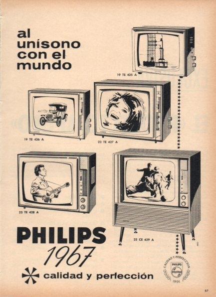 LAMINA V21341: Publicidad televisores Philips 1967