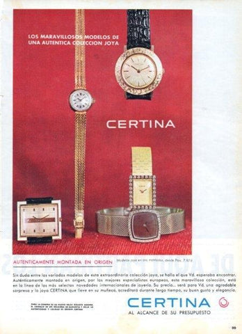 LAMINA V21360: Publicidad colección joya relojes Certina
