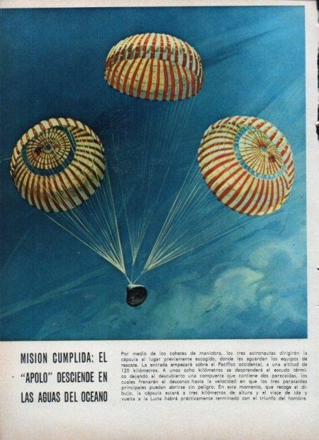 LAMINA V21349: Dibujo capsula Apolo con sus tres paracaidas