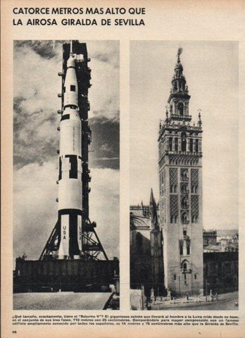 LAMINA V21357: Nave Saturno V y Giralda de Sevilla