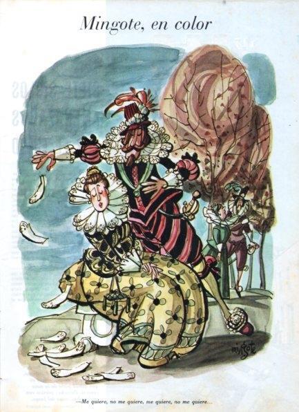 LAMINA V21280: Ilustracion de Mingote en color para Blanco y Negro numero 2845