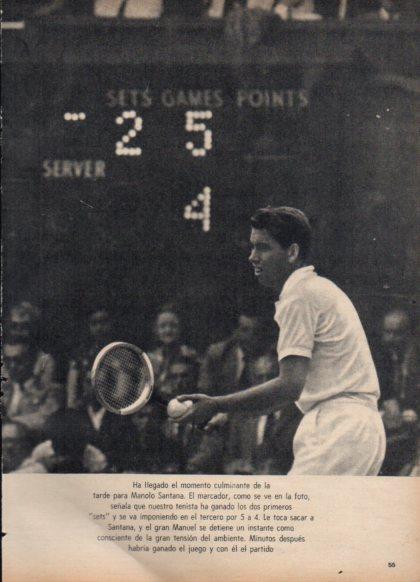 LAMINA V24906: M. Santana en el tercer set de Wimbledon