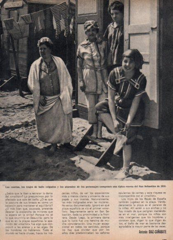 LAMINA V24915: Casetas y trajes de baño en San Sebastian 1910