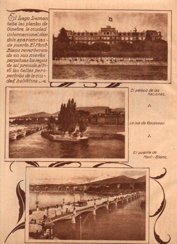 LAMINA V24747: Palacio de las Naciones y puente Mont-Blanc de Ginebra