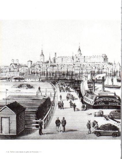 LAMINA V24762: Tallinn. El Puerto sobre 1850, litografia L.H. Petersen