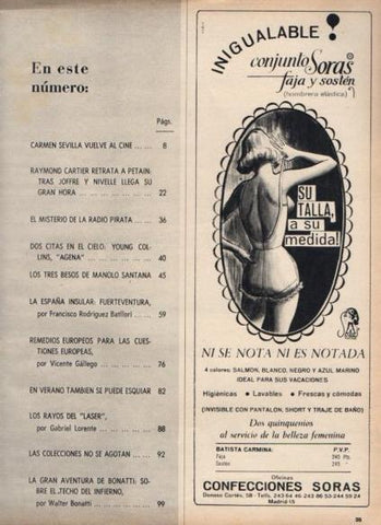 LAMINA V25155: Publicidad Confecciones Soras faja y sosten