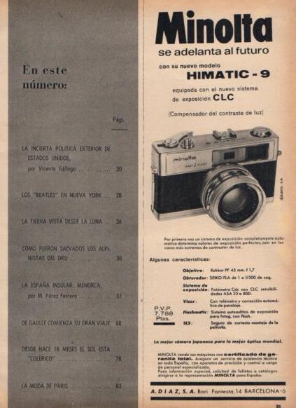 LAMINA V25157: Publicidad Minolta Himatic-9