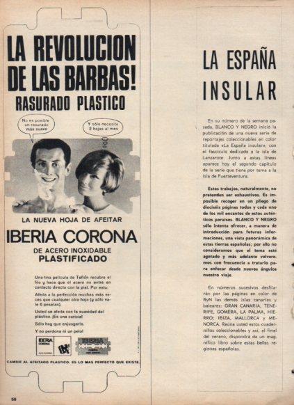LAMINA V25163: Publicidad Iberia Corona hoja de afeitar