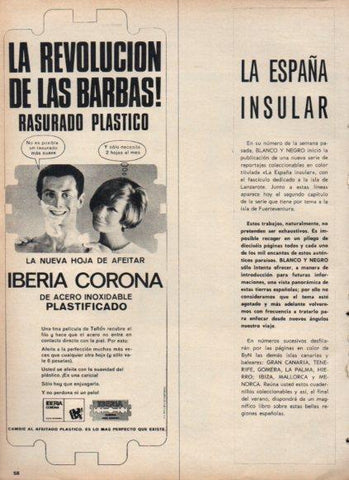 LAMINA V25163: Publicidad Iberia Corona hoja de afeitar