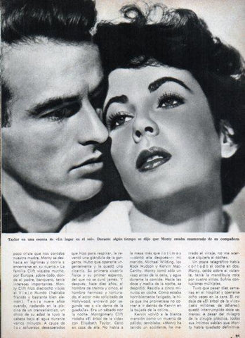 LAMINA V25036: Elisabeth Taylor y Montgomery Clift 