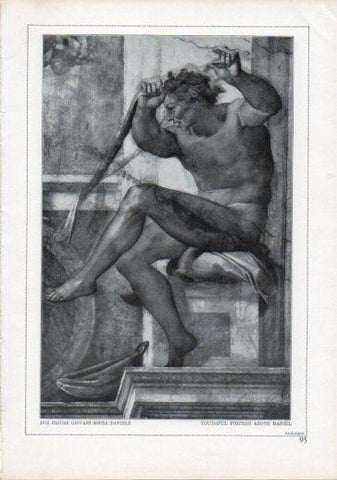 LAMINA V24210: Michelangelo. Youthful figures above Daniel