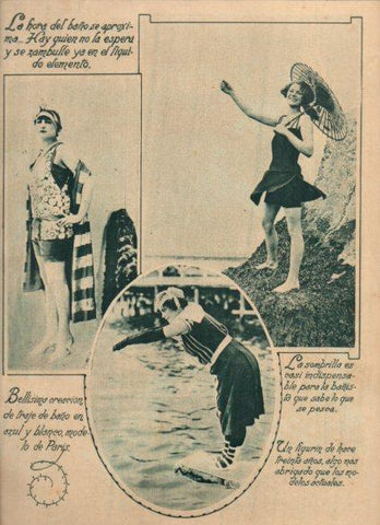 LAMINA V24632: Mujeres en traje de baño y sombrilla