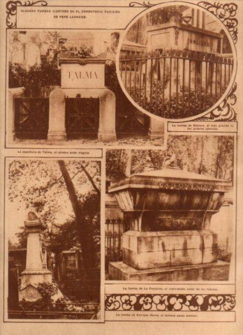 LAMINA V24686: Tumbas ilustres en cementerio de Pere Lachaise, Paris