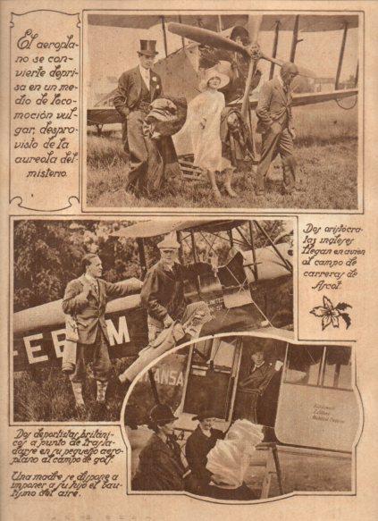 LAMINA V24643: Aristocratas ingleses llegan en avion a las carreras de Ascot