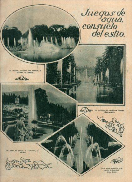 LAMINA V24651: Surtidores de agua castillo Peterhof y estanque Neptuno Versalles