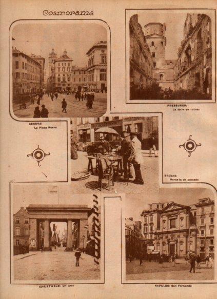 LAMINA V24464: Vistas de Genova, Brujas y Napoles
