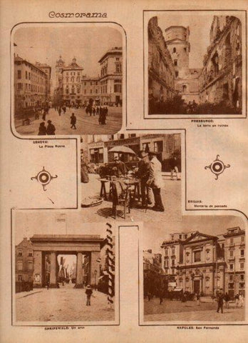 LAMINA V24464: Vistas de Genova, Brujas y Napoles