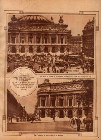LAMINA V24531: Plaza de la Opera de Paris un 15 de agosto