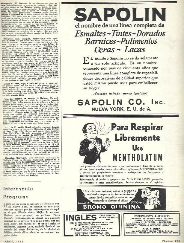 LAMINA 33670: Publicidad de Sapolin y Mentholatum