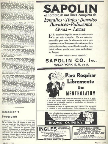 LAMINA 33670: Publicidad de Sapolin y Mentholatum
